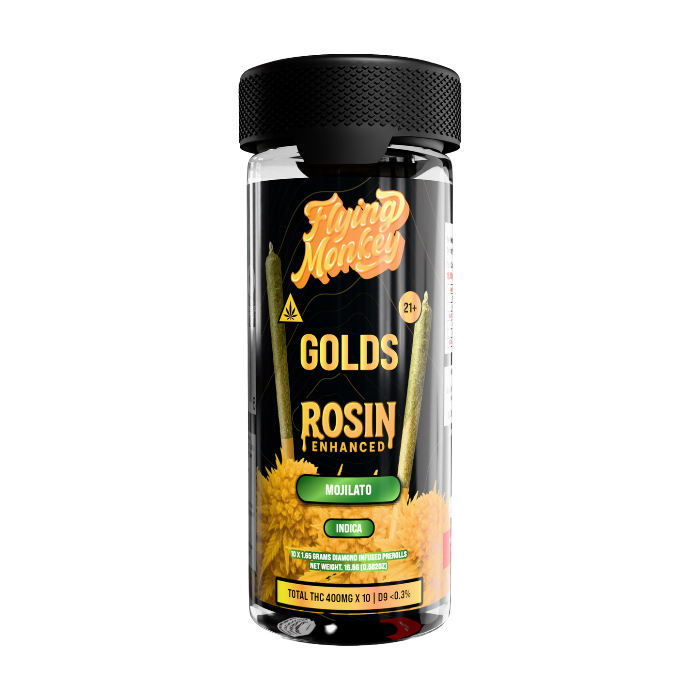 Flying Monkey GOLDS Rosin Enhanced Diamond Infused Prerolls 1.65g | 10 Count