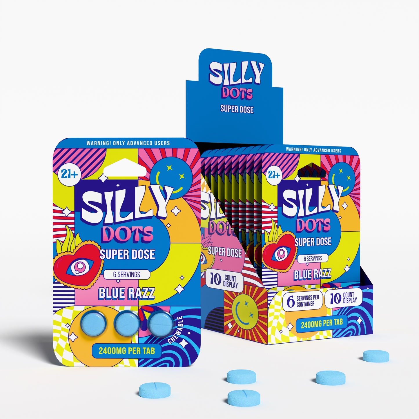 Silly Dots Super Dose 2400mg Tabs | 3 Tabs | Blue Razz
