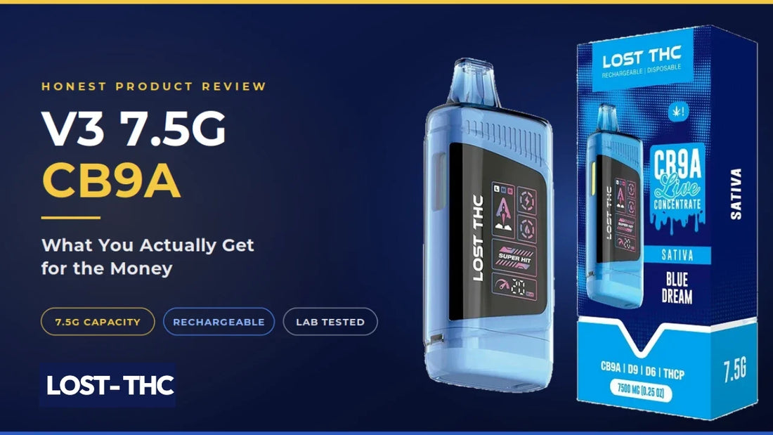 Lost-THC V3 7.5g CB9A Blue Dream disposable vape and retail box