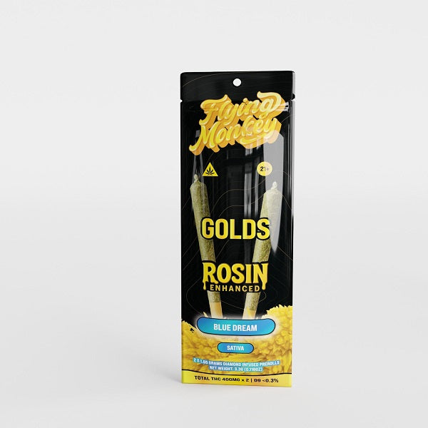 Flying Monkey GOLDS Rosin Enhanced Diamond Infused Prerolls 1.65g | 2 Count