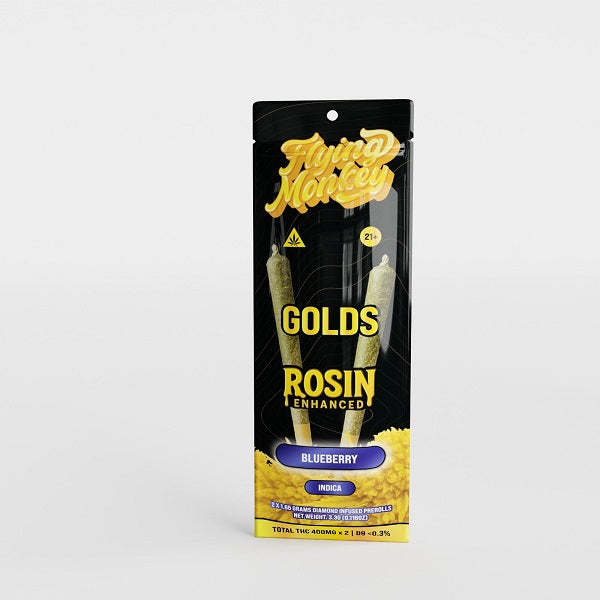 Flying Monkey GOLDS Rosin Enhanced Diamond Infused Prerolls 1.65g | 2 Count