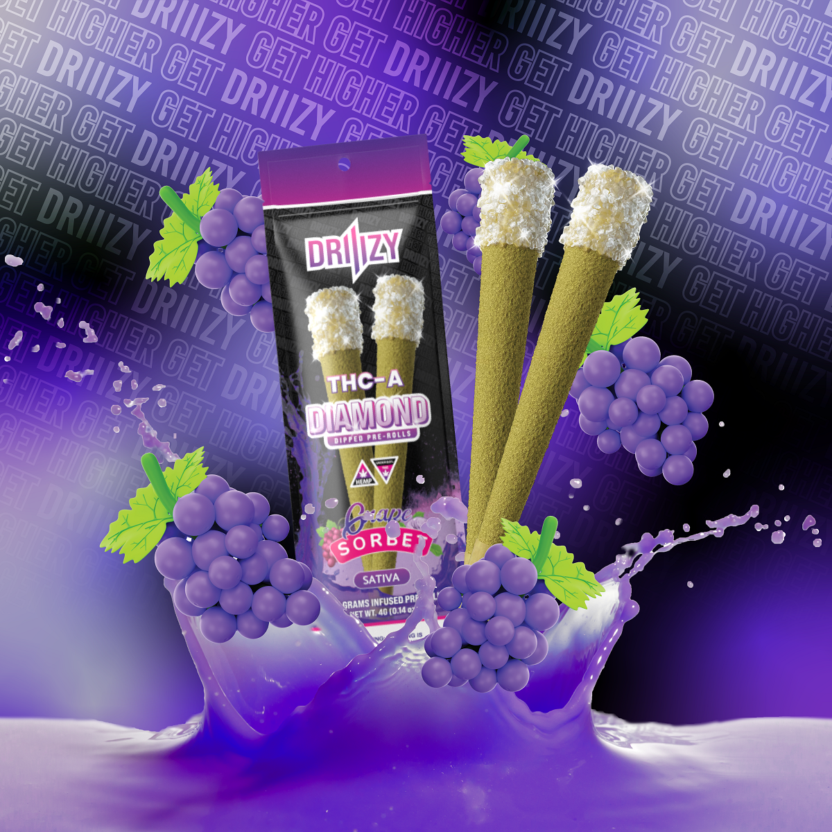 Driiizy THC-A Diamond Dipped Pre-rolls | 2 Gram | 2 Pack