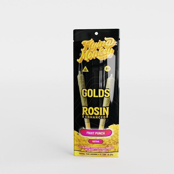 Flying Monkey GOLDS Rosin Enhanced Diamond Infused Prerolls 1.65g | 2 Count