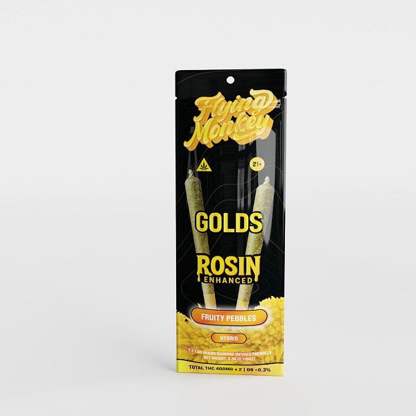 Flying Monkey GOLDS Rosin Enhanced Diamond Infused Prerolls 1.65g | 2 Count