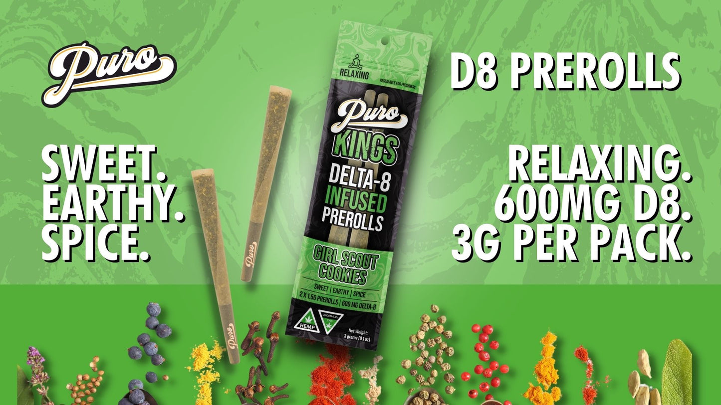 Puro KINGS Delta 8 Infused Pre-Roll | 1.5 Grams | 2 Pack