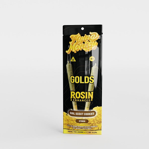Flying Monkey GOLDS Rosin Enhanced Diamond Infused Prerolls 1.65g | 2 Count