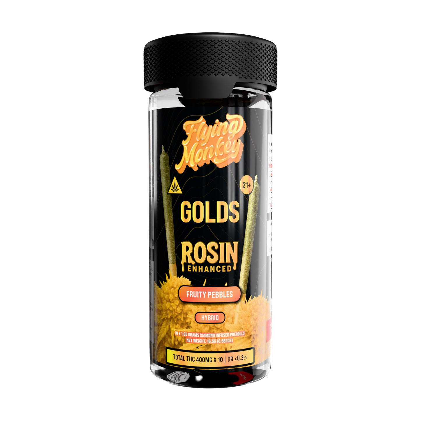 Flying Monkey GOLDS Rosin Enhanced Diamond Infused Prerolls 1.65g | 10 Count