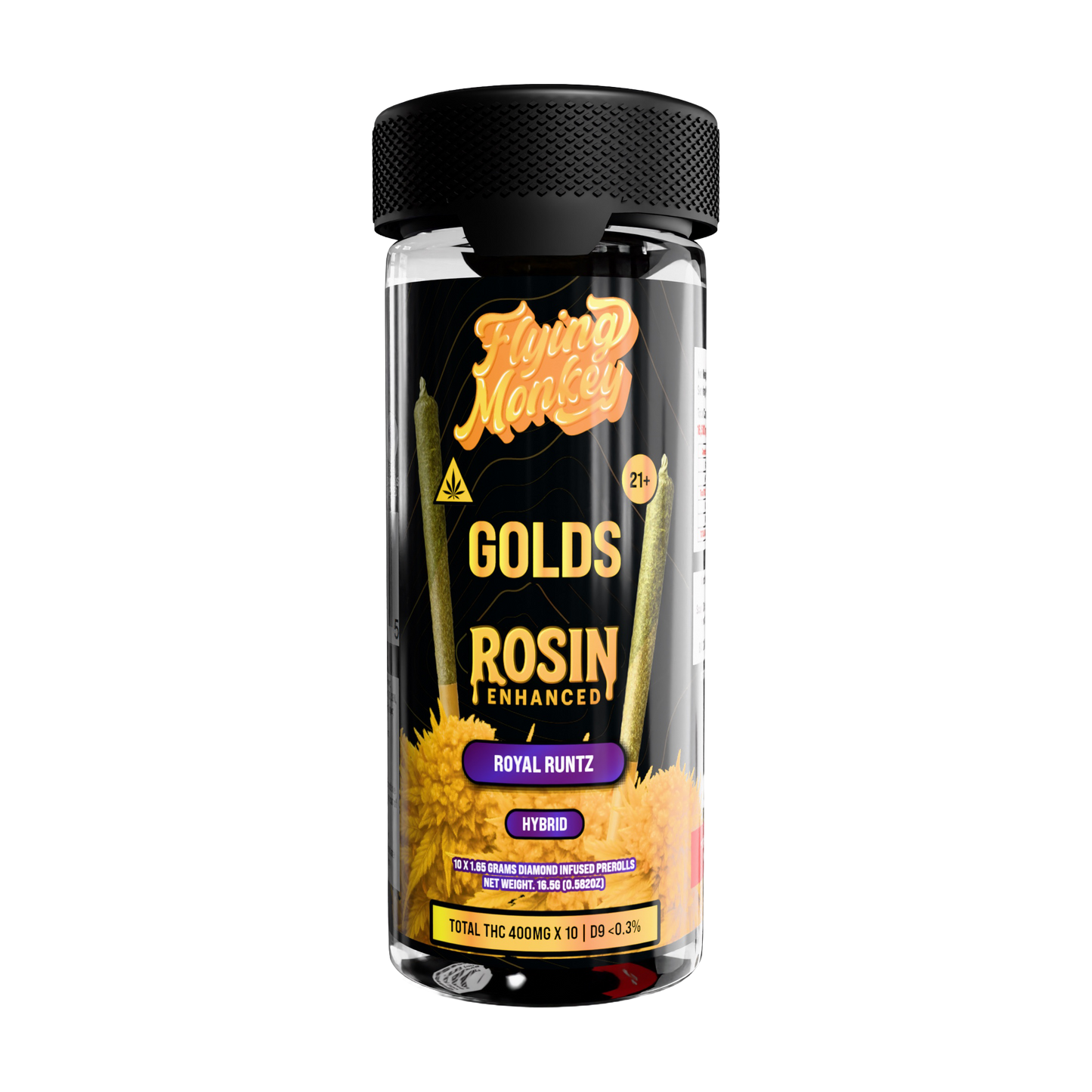 Flying Monkey GOLDS Rosin Enhanced Diamond Infused Prerolls 1.65g | 10 Count