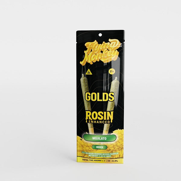 Flying Monkey GOLDS Rosin Enhanced Diamond Infused Prerolls 1.65g | 2 Count