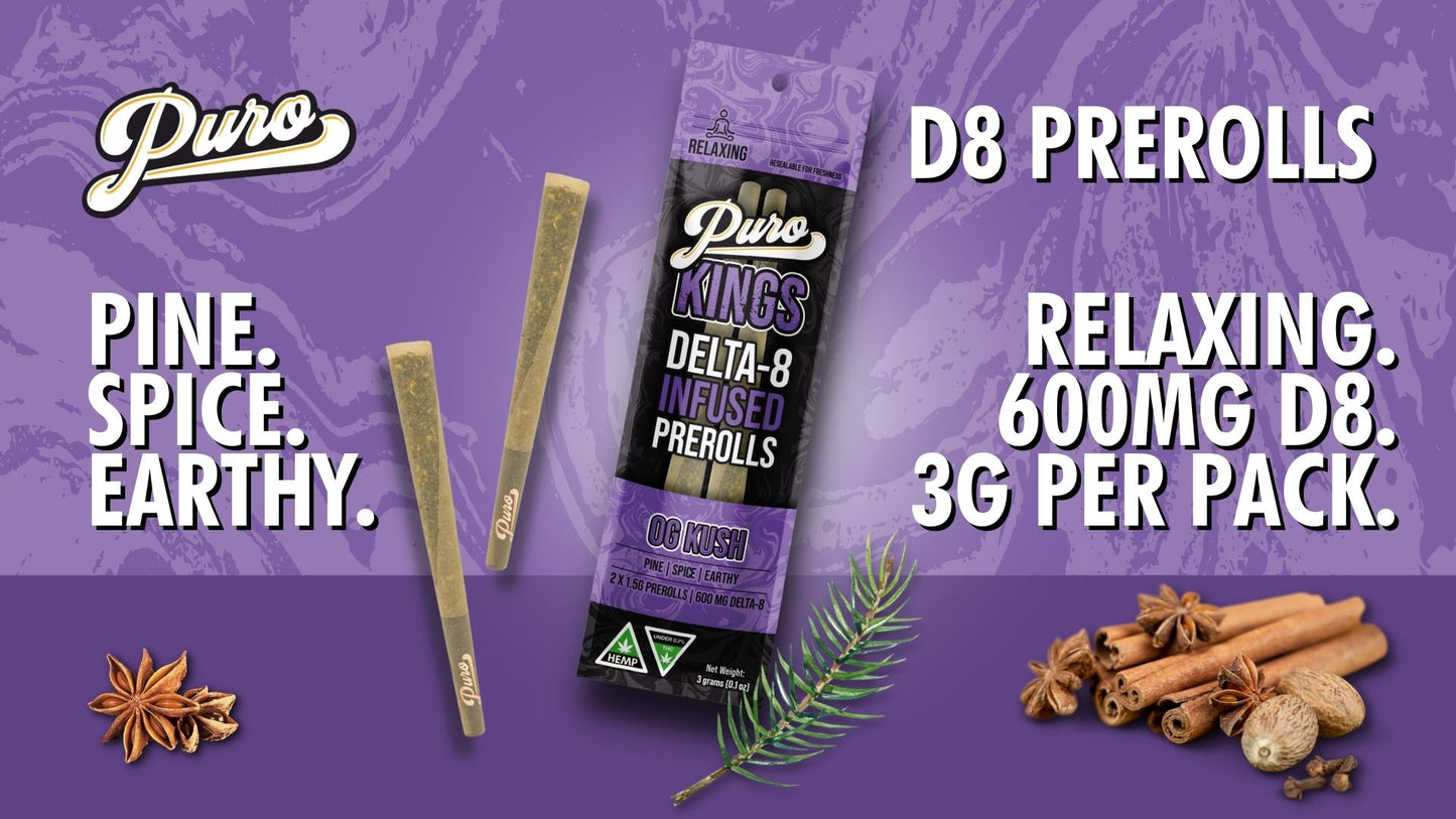 Puro KINGS Delta 8 Infused Pre-Roll | 1.5 Grams | 2 Pack