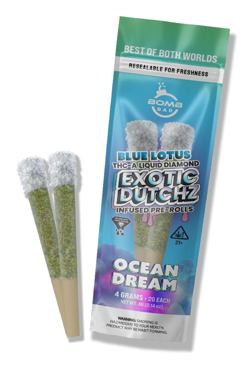 Bomb Bar Blue Lotus Exotic Dutchz THCA Diamond Dipped Prerolls | 2 x 2 Grams