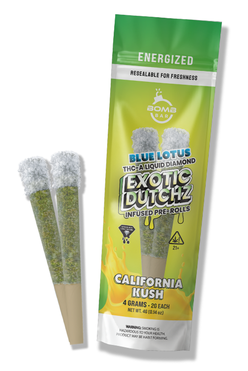 Bomb Bar Blue Lotus Exotic Dutchz THCA Diamond Dipped Prerolls | 2 x 2 Grams