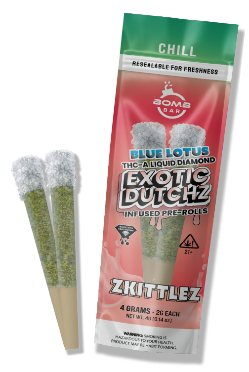 Bomb Bar Blue Lotus Exotic Dutchz THCA Diamond Dipped Prerolls | 2 x 2 Grams