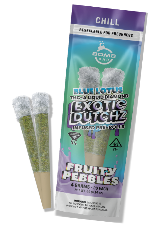 Bomb Bar Blue Lotus Exotic Dutchz THCA Diamond Dipped Prerolls | 2 x 2 Grams