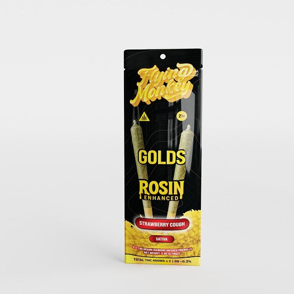 Flying Monkey GOLDS Rosin Enhanced Diamond Infused Prerolls 1.65g | 2 Count