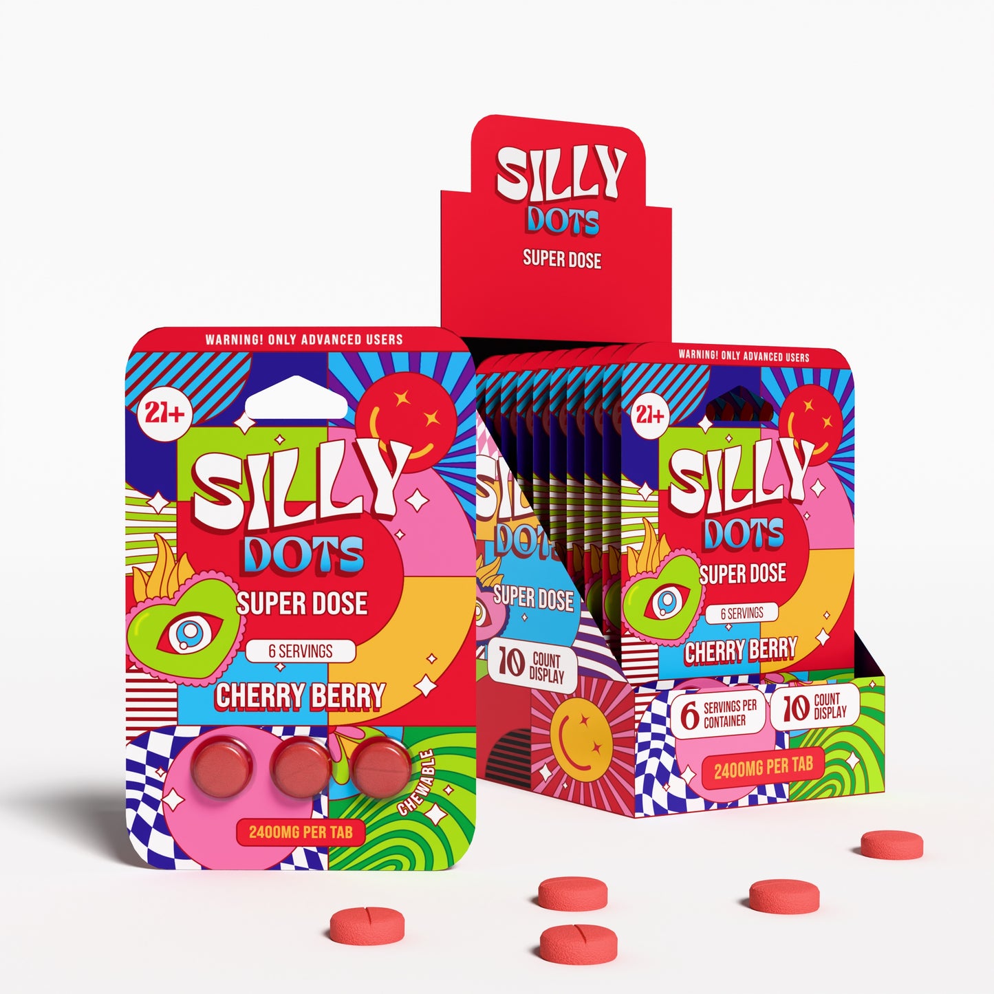 Silly Dots Super Dose 2400mg Tabs | 3 Tabs | Cherry Berry