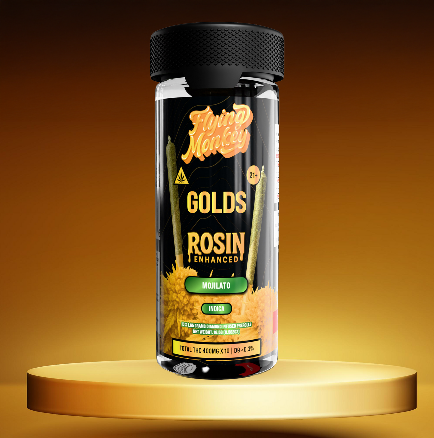 Flying Monkey GOLDS Rosin Enhanced Diamond Infused Prerolls 1.65g | 10 Count