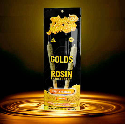 Flying Monkey GOLDS Rosin Enhanced Diamond Infused Prerolls 1.65g | 2 Count